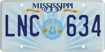 MS license plate LNC634