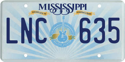 MS license plate LNC635