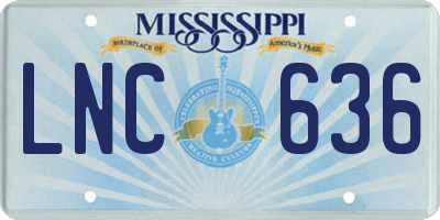 MS license plate LNC636