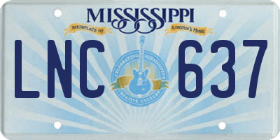 MS license plate LNC637