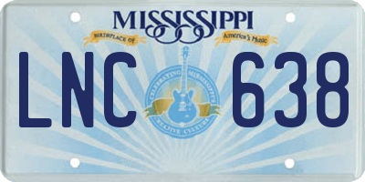 MS license plate LNC638