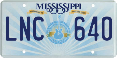 MS license plate LNC640