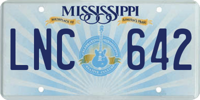 MS license plate LNC642