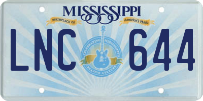 MS license plate LNC644