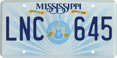 MS license plate LNC645