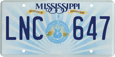 MS license plate LNC647