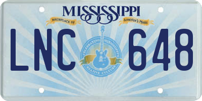 MS license plate LNC648