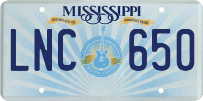 MS license plate LNC650
