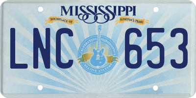 MS license plate LNC653