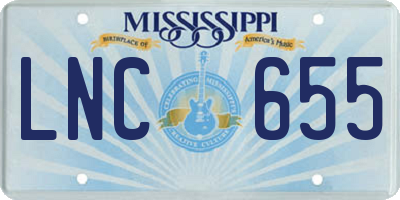 MS license plate LNC655