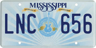 MS license plate LNC656