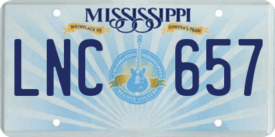 MS license plate LNC657
