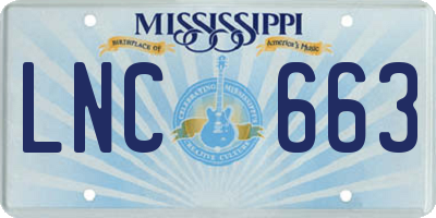 MS license plate LNC663