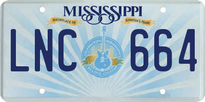 MS license plate LNC664