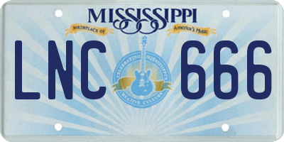 MS license plate LNC666