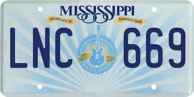 MS license plate LNC669