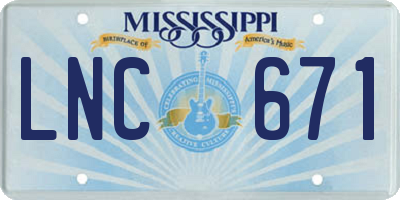 MS license plate LNC671