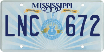 MS license plate LNC672