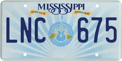 MS license plate LNC675