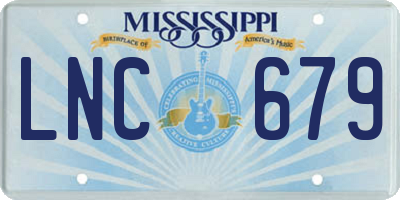 MS license plate LNC679
