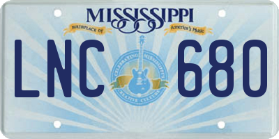 MS license plate LNC680