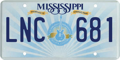 MS license plate LNC681