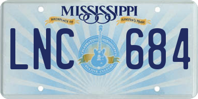 MS license plate LNC684