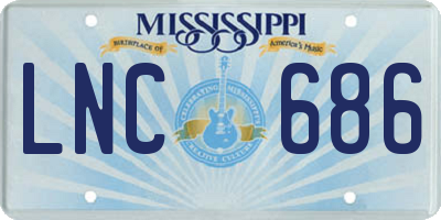 MS license plate LNC686