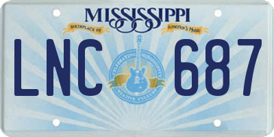 MS license plate LNC687