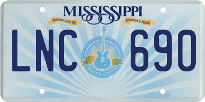 MS license plate LNC690