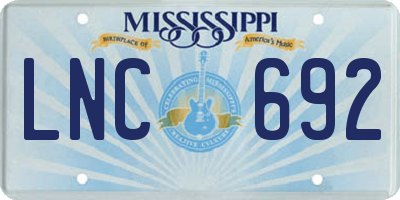 MS license plate LNC692