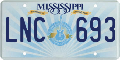 MS license plate LNC693