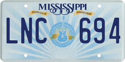 MS license plate LNC694