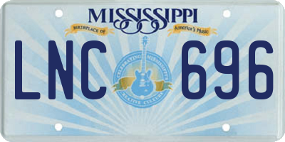 MS license plate LNC696