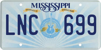 MS license plate LNC699