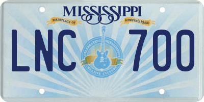 MS license plate LNC700