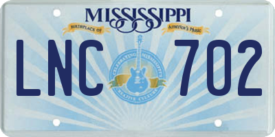 MS license plate LNC702