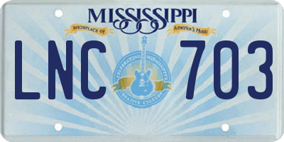 MS license plate LNC703