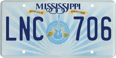 MS license plate LNC706