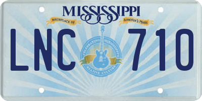 MS license plate LNC710
