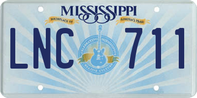 MS license plate LNC711