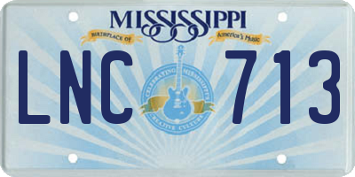 MS license plate LNC713
