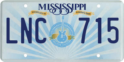 MS license plate LNC715