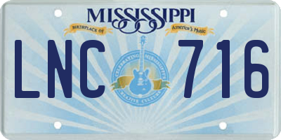 MS license plate LNC716