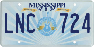 MS license plate LNC724
