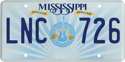 MS license plate LNC726