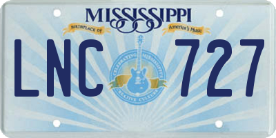 MS license plate LNC727