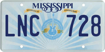 MS license plate LNC728