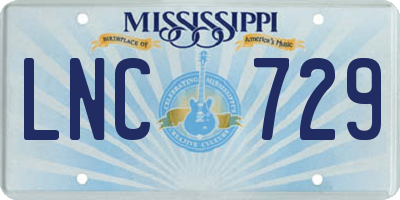 MS license plate LNC729