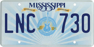 MS license plate LNC730